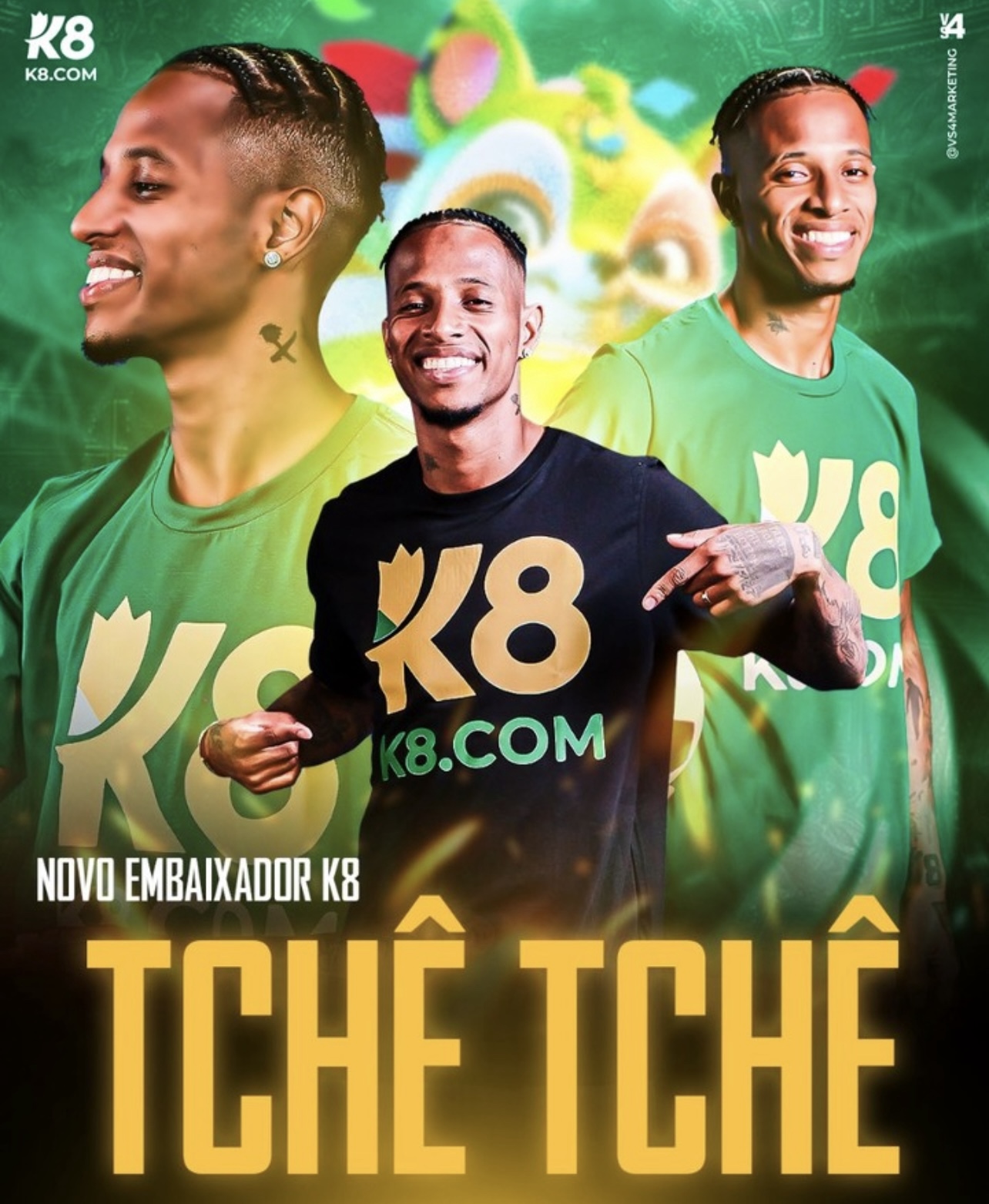 Tchê Tchê, volante do Bota Fogo, é o novo embaixador da K8 Brazil 1