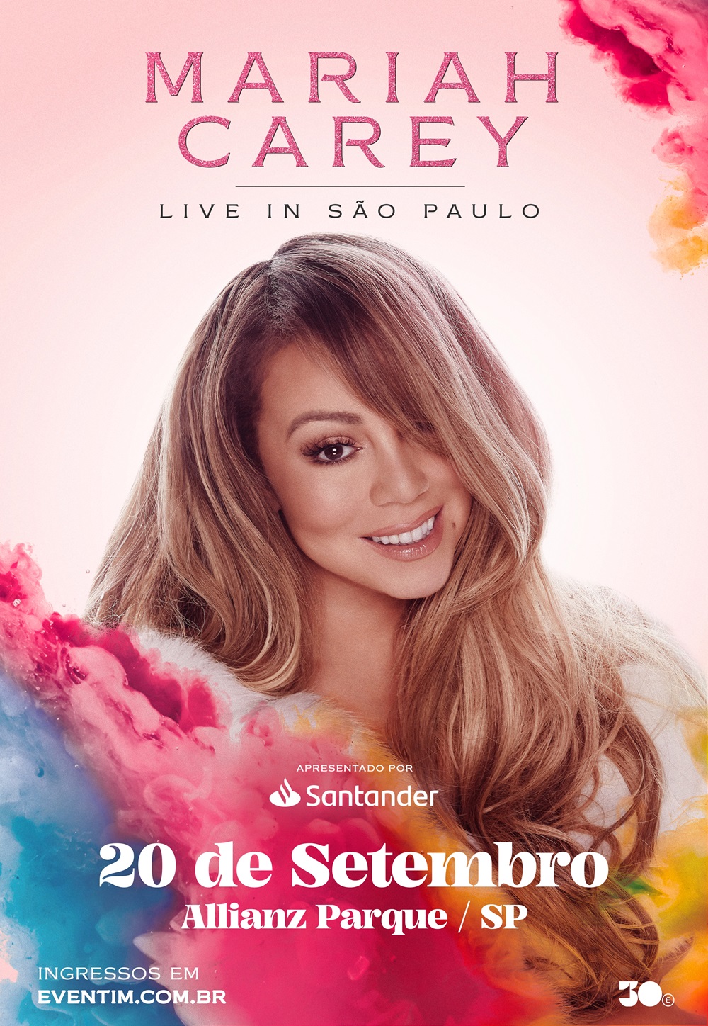 Com realização da 30e e com patrocínio do Santander Brasil, a cantora fará apresentação no Allianz Parque no dia 20 de setembro