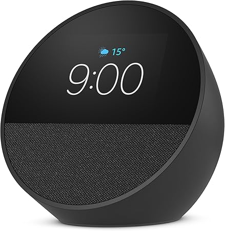 Na imagem há o novo dispositivo da Amazon, o Echo Spot