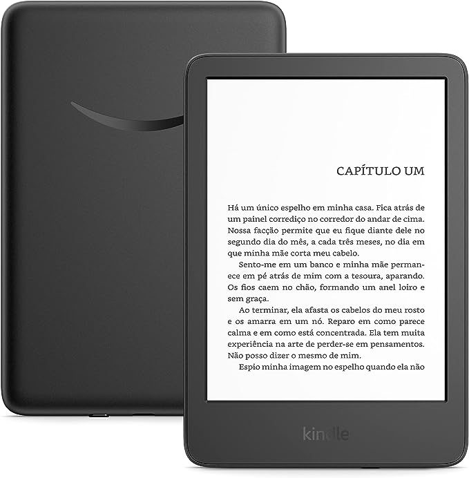 Na imagem há um dispositivo Kindle da Amazon. Utilizado para leitura de livros virtuais