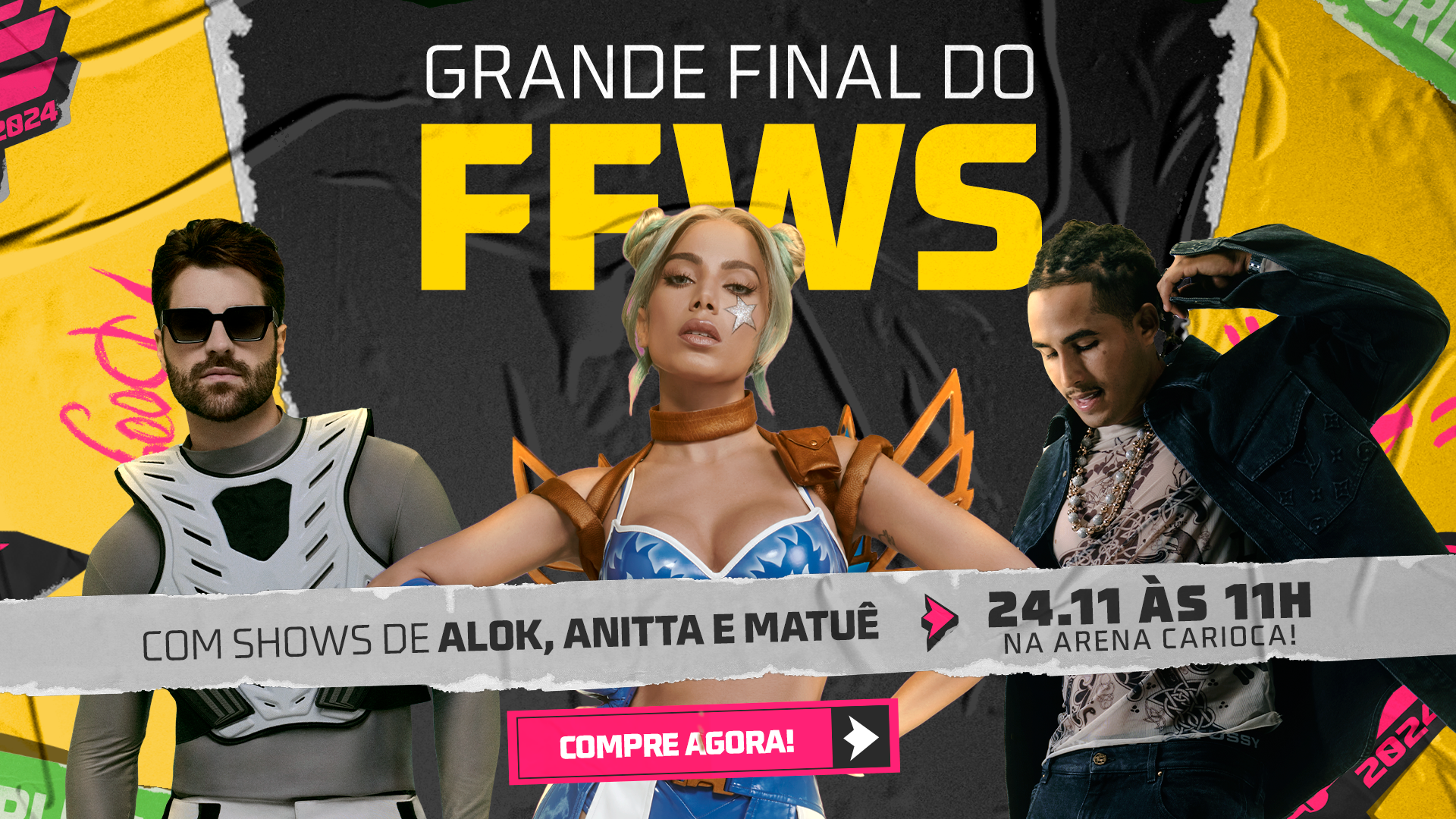 Alok, Anitta e Matuê são convidados para show de abertura da Grande Final do FFWS Final Global