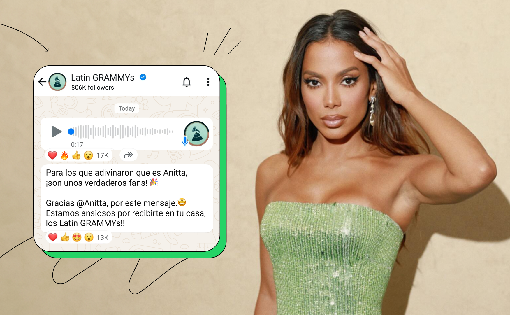 Pelo WhatsApp, Anitta confirma show no Grammy Latino 2024