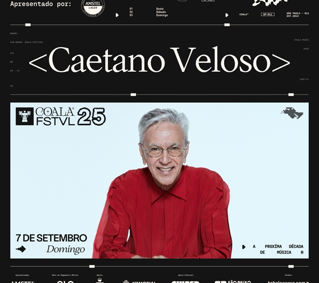 Coala Festival anuncia Caetano Veloso como atração da edição de 2025