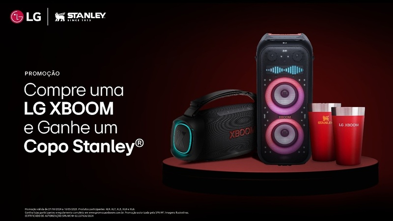 Compre uma LG XBOOM e ganhe um copo Stanley