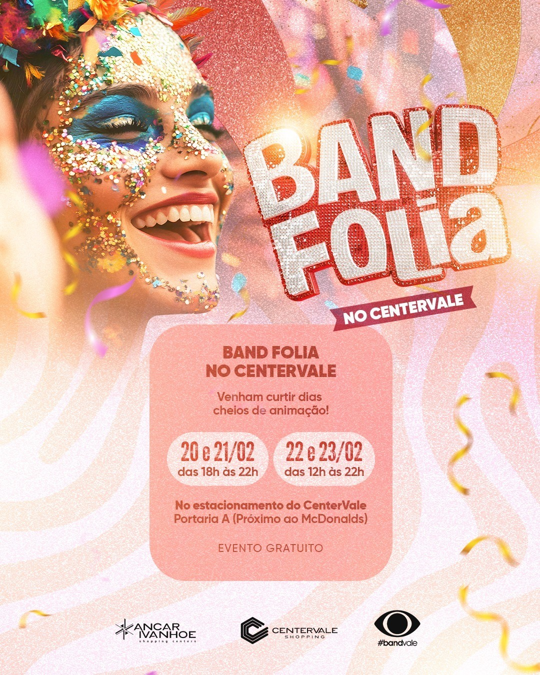 CenterVale recebe Band Folia de 20 a 23 de fevereiro para agitar o Pré-Carnaval