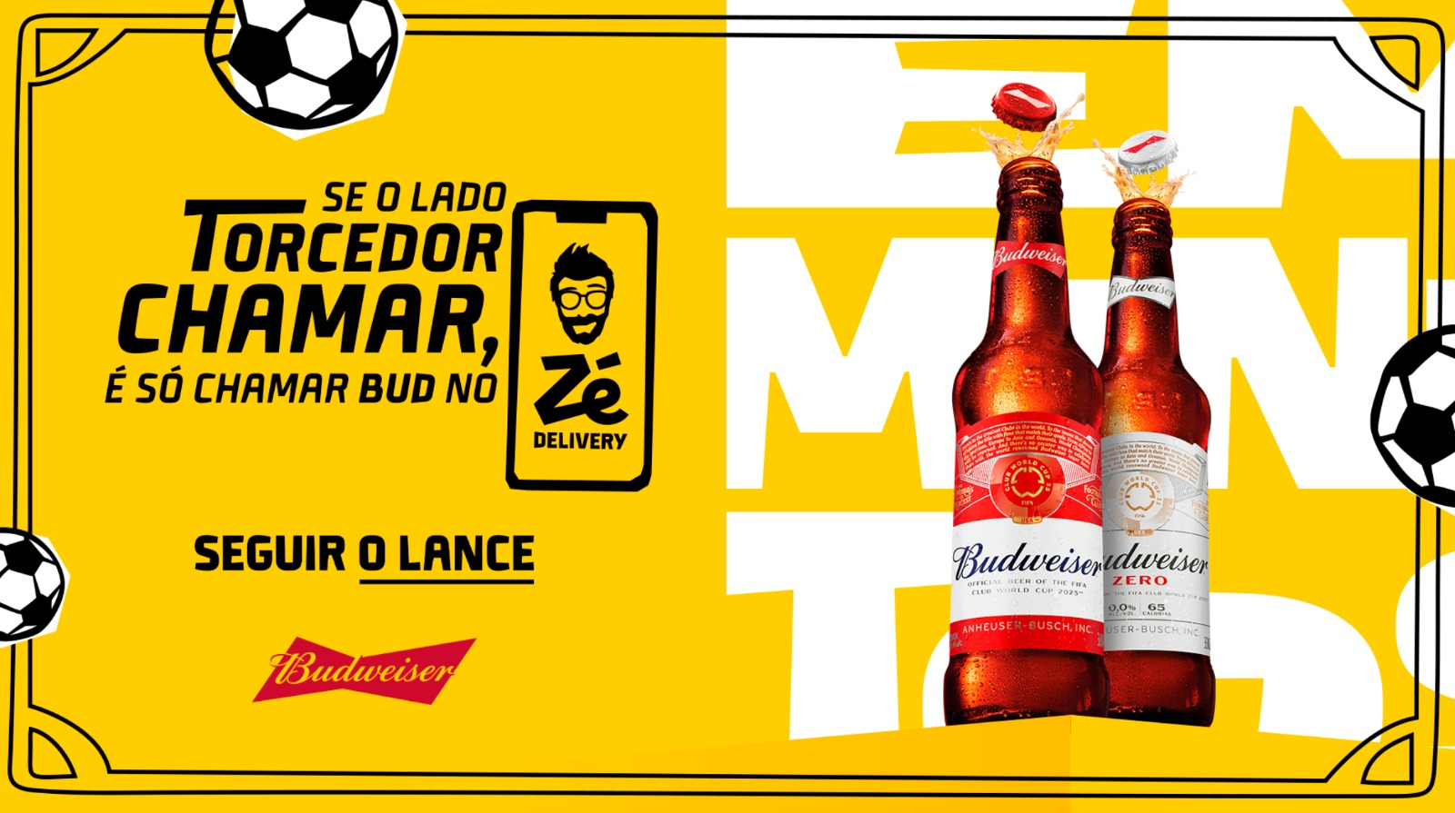 Budweiser convoca Zé Delivery para entrar em campo com promoções e diversão direto no app para celebrar o campeonato que reúne os grandes clubes do mundo