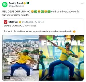 Bruno Mars invadiu o Fortnite – e a música Bonde do Brunão estreou com tudo no Spotify!