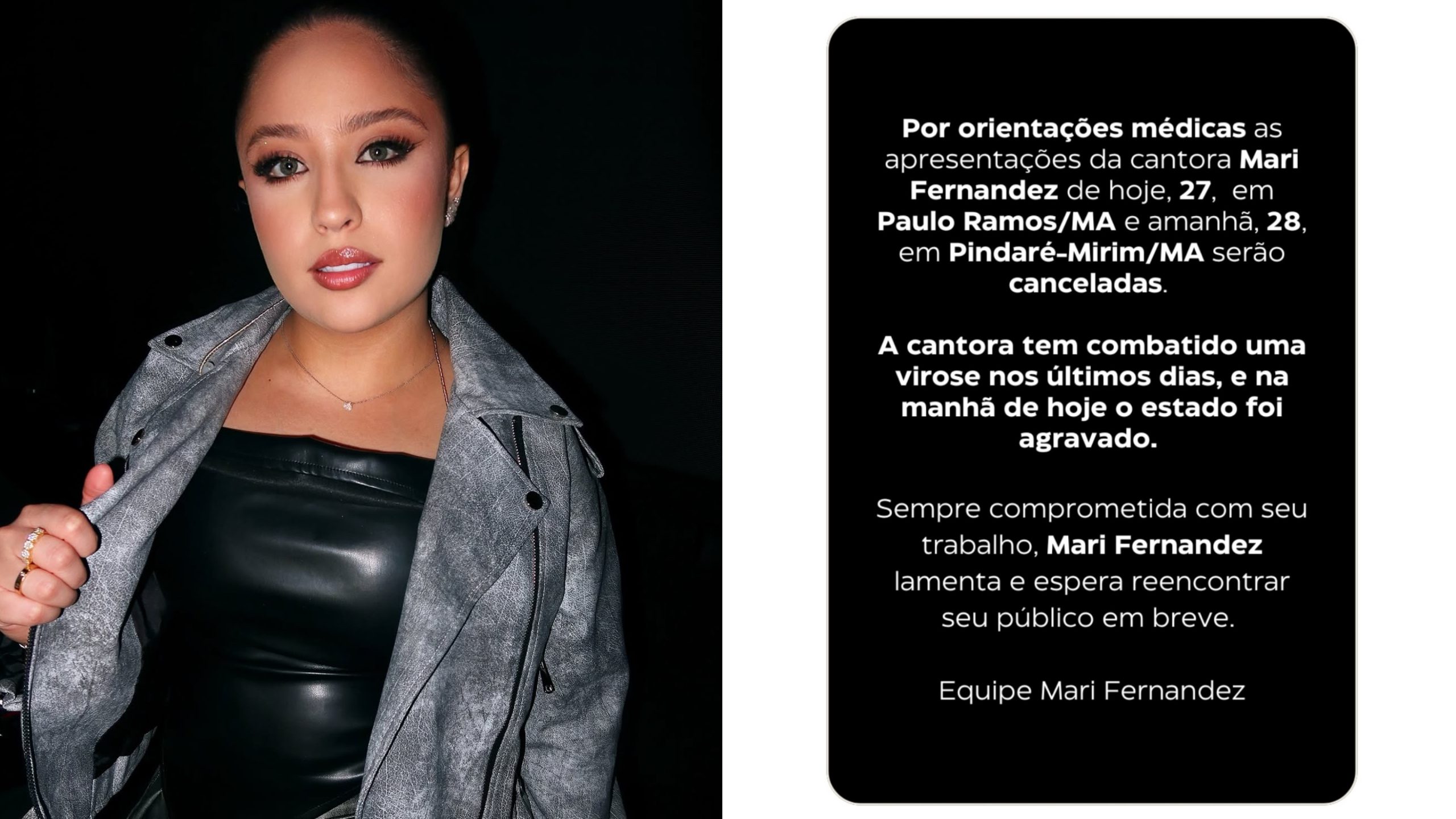 Mari Fernandez cancela shows no Maranhão por orientação médica