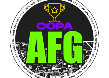 Logo da Copa AfroGames mostrando parte da comunidade e com a sigla na cor verde