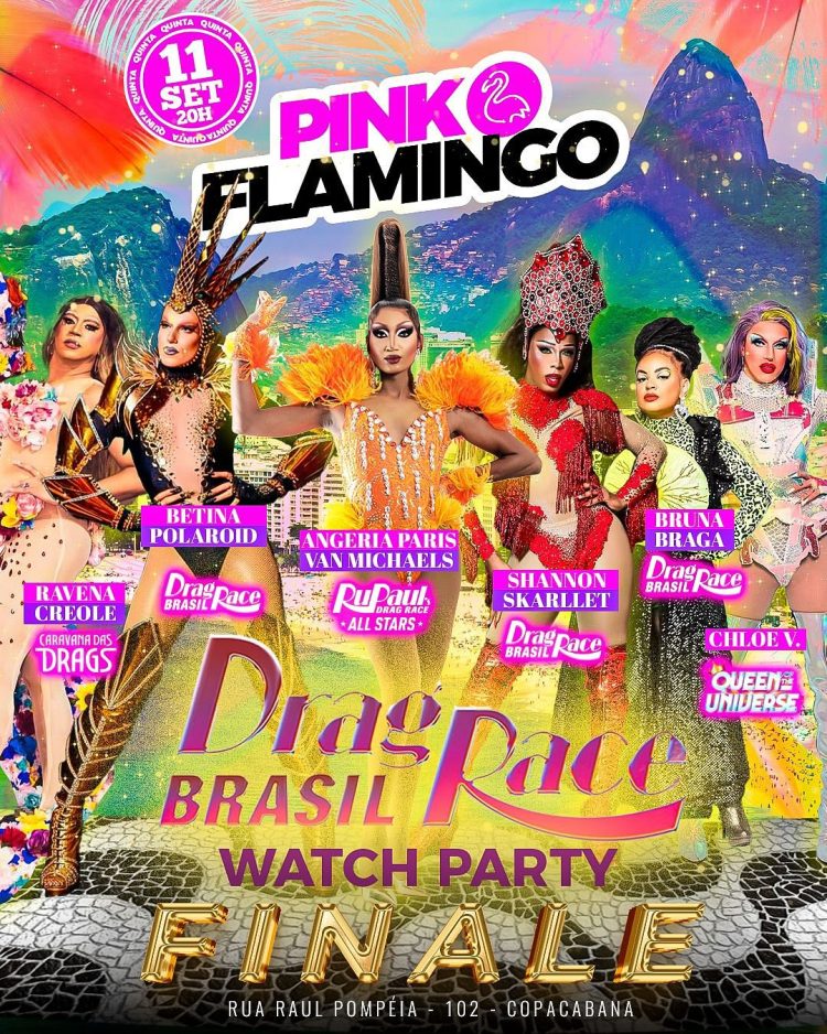Elenco da watch party da final na Pink Flamingo
