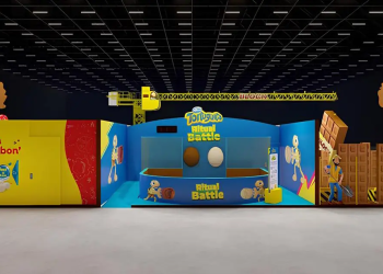 Estande da Arcor, para a BGS 2025 com marcas de Tortuguita, Bon Bon e Block