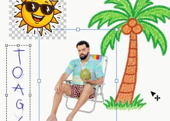 Capa da nova música: "Tropicaliente" de TOAGLI simulando um aplicativo de edição de imagem